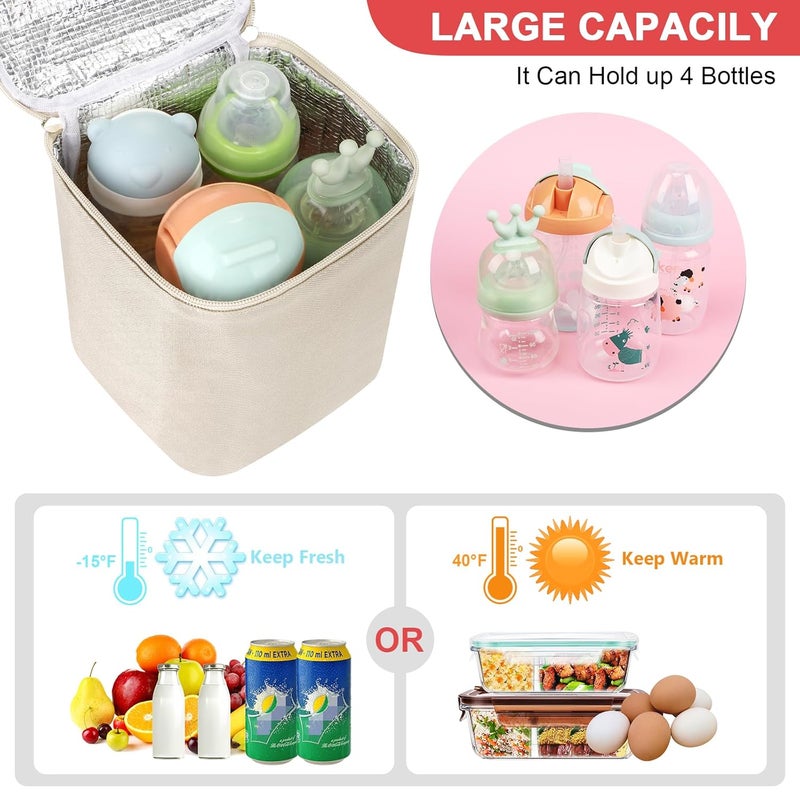 accmor حقيبة تبريد حليب الثدي، حقائب تبريد زجاجات الأطفال، حقائب تبريد معزولة للزجاجات أثناء التنقل، تتسع لـ 4 زجاجات كبيرة سعة 8 أونصات، للأمهات المرضعات، رعاية الأطفال، السفر - Image 2